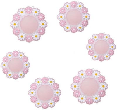 Hashone Round Pack of 6 Table Placemat(Pink, Silicone)
