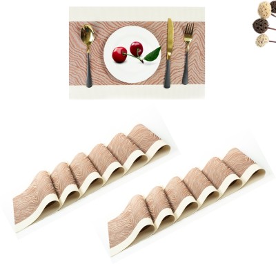 YELONA Rectangular Pack of 12 Table Placemat(Brown, Beige, White, PVC)