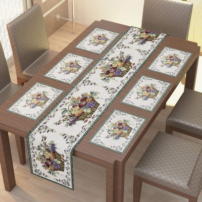 Shoppingzone Rectangular Pack of 7 Table Placemat(White, Cotton)