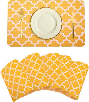 KUBER INDUSTRIES Rectangular Pack of 6 Table Placemat(Yellow, PVC)