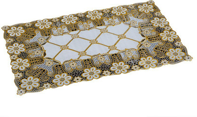 KUBER INDUSTRIES Rectangular Pack of 6 Table Placemat(Gold, Plastic)