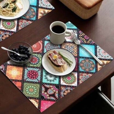 SANRAKSSHAN Rectangular Pack of 6 Table Placemat(Multicolor, PVC)