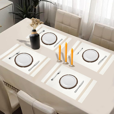 HomeCloud Rectangular Pack of 4 Table Placemat(White, PVC)