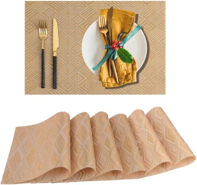 KitchEase Rectangular Pack of 6 Table Placemat(Gold, Beige, PVC)