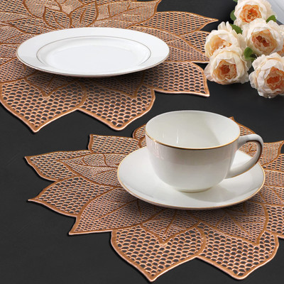 Dakshya Industries Round Pack of 2 Table Placemat(Brown, PVC)