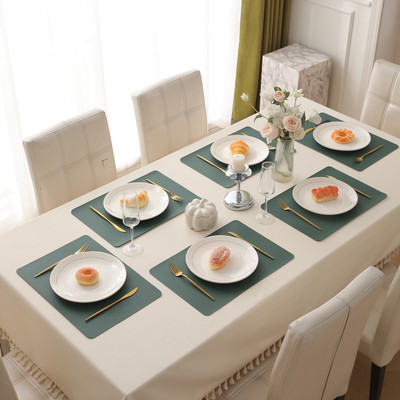 HOKiPO Rectangular Pack of 6 Table Placemat(Green, Leather)