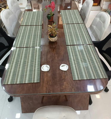 KiaraHome Rectangular Pack of 6 Table Placemat(Green, PVC)