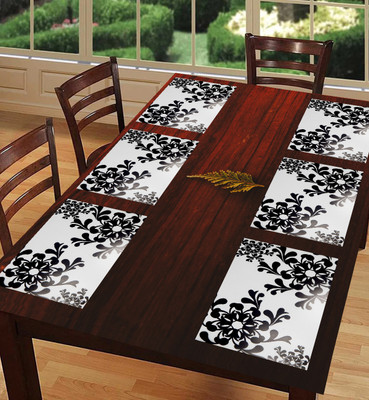 REVEXO Rectangular Pack of 6 Table Placemat(White, PVC)