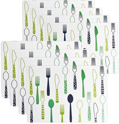 pepplo Rectangular Pack of 8 Table Placemat(Green, Plastic)