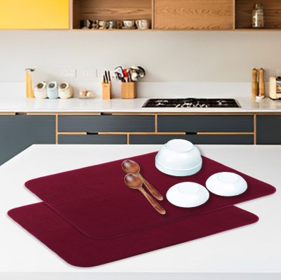 KUBER INDUSTRIES Rectangular Pack of 2 Table Placemat(Maroon, Microfibre)