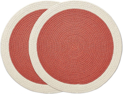 SIYA TEXTILES Round Pack of 2 Table Placemat(Red, Jute)