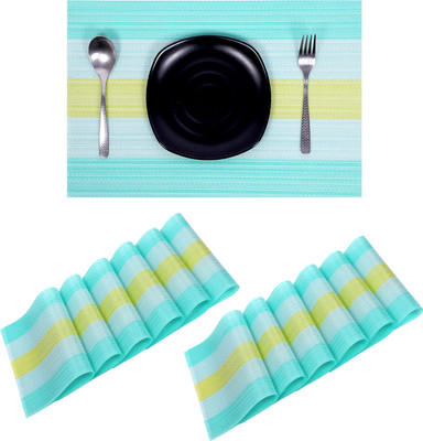 YELONA Rectangular Pack of 12 Table Placemat(Light Blue, PVC)