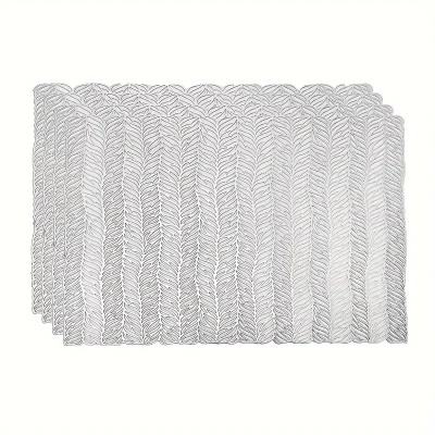 Dakshya Industries Rectangular Pack of 4 Table Placemat(Silver, PVC)