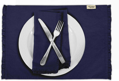 Vargottam Rectangular Pack of 6 Table Placemat(Dark Blue, Cotton)