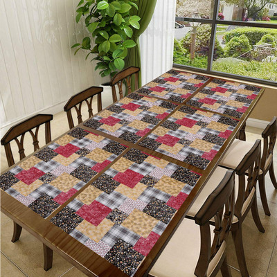 SANRAKSSHAN Rectangular Pack of 6 Table Placemat(Yellow, Black, PVC)