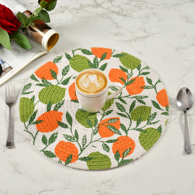 RADRUGS Round Pack of 2 Table Placemat(Orange, Cotton)