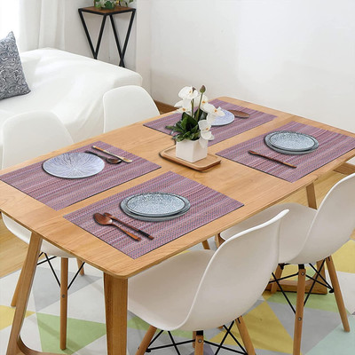DPA Collection Rectangular Pack of 4 Table Placemat(Brown, PVC)