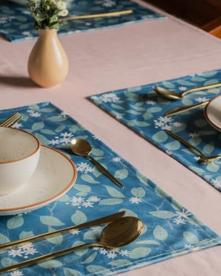 ABOLEE HOMES Rectangular Pack of 1 Table Placemat(Dark Green, Polyester)
