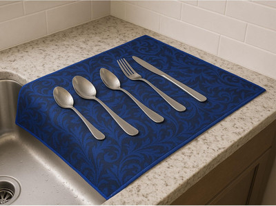 Green Days Rectangular Pack of 1 Table Placemat(Light Blue, Cotton)
