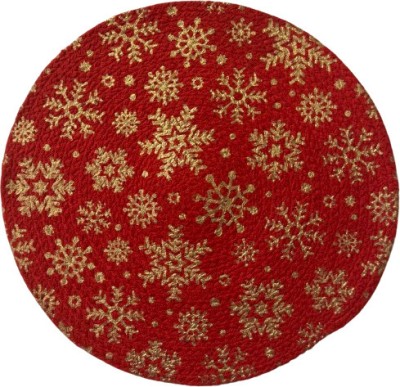 Artistic Den Round Pack of 1 Table Placemat(Gold, Red, Cotton)