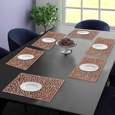 DPA Collection Rectangular Pack of 6 Table Placemat(Brown, PVC)