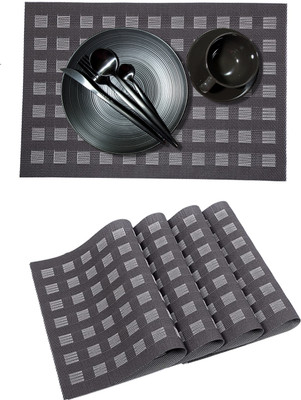 UniKart Rectangular Pack of 4 Table Placemat(Brown, Beige, PVC)