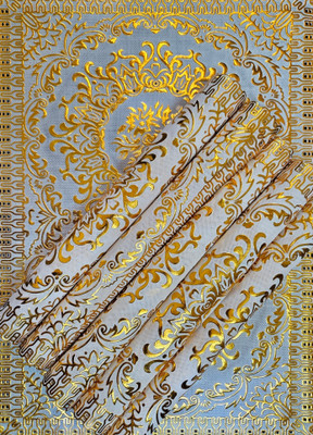 SHRI MAHAVIR IMPEX Rectangular Pack of 6 Table Placemat(Gold, Lace)