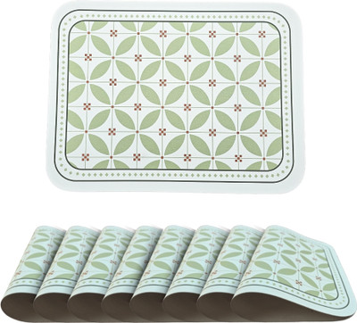 YELONA Rectangular Pack of 8 Table Placemat(Light Green, White, Brown, Leather)