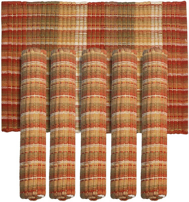 PRAKARTIK Rectangular Pack of 6 Table Placemat(Brown, Cotton)