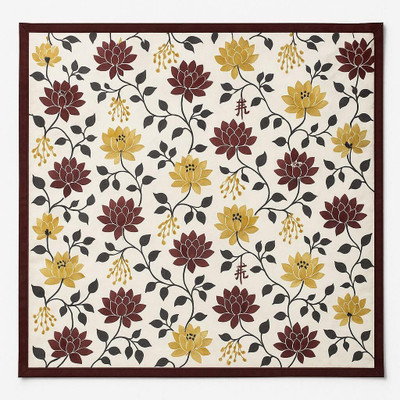 RabaabTrading PVC 2 Seater Floral Table Cover(BrownGolden)