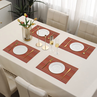 DPA Collection Rectangular Pack of 4 Table Placemat(Maroon, PVC)