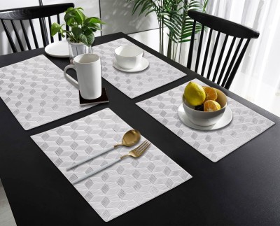 DPA Collection Rectangular Pack of 4 Table Placemat(Silver, PVC)