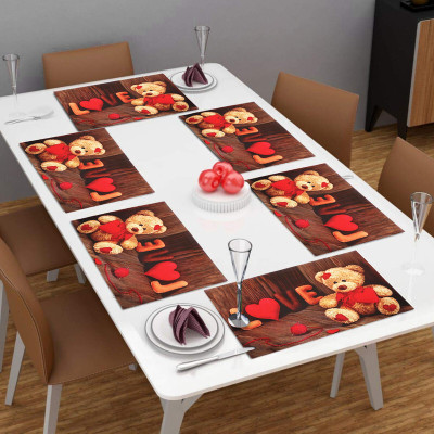 Dakshya Industries Rectangular Pack of 6 Table Placemat(Red, Brown, PVC)