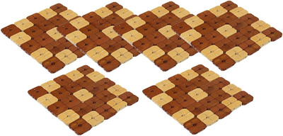 KUBER INDUSTRIES Square Pack of 6 Table Placemat(Brown, Natural Bamboo)