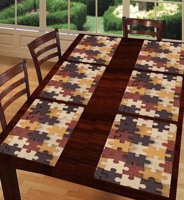 REVEXO Rectangular Pack of 6 Table Placemat(Multicolor, PVC)