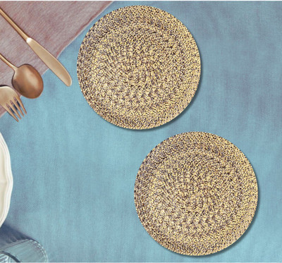 LADLI JEE Round Pack of 2 Table Placemat(Brown, Polyester)