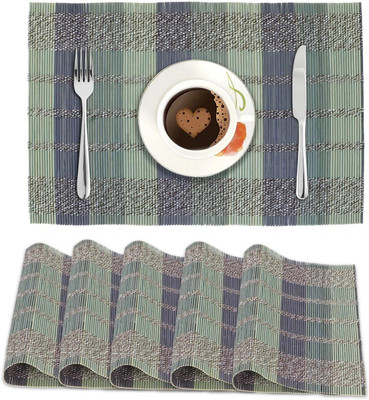 HOKiPO Rectangular Pack of 6 Table Placemat(Multicolor, Natural Bamboo)