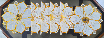 Univara Round Pack of 6 Table Placemat(Gold, PVC)
