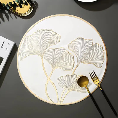 DPA Collection Round Pack of 6 Table Placemat(Gold, PVC)