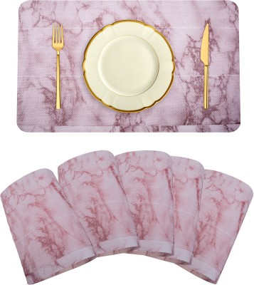 KUBER INDUSTRIES Rectangular Pack of 6 Table Placemat(Pink, PVC)