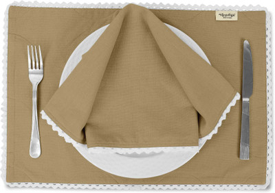 Vargottam Rectangular Pack of 6 Table Placemat(Beige, Cotton)