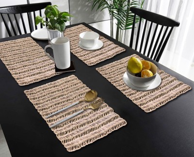 Castle Decor Rectangular Pack of 4 Table Placemat(Brown, PVC)