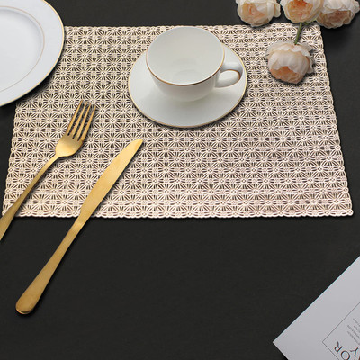 Dakshya Industries Rectangular Pack of 6 Table Placemat(Gold, PVC)