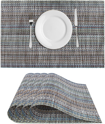DPA Collection Rectangular Pack of 4 Table Placemat(Grey, PVC)