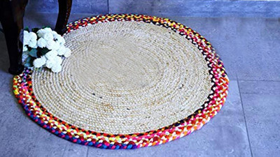 SIYA TEXTILES Round Pack of 2 Table Placemat(Brown, Multicolor, Jute)