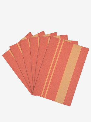 Saral Home Rectangular Pack of 6 Table Placemat(Orange, Cotton)