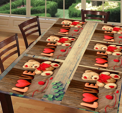 SANRAKSSHAN Rectangular Pack of 6 Table Placemat(Red, PVC)