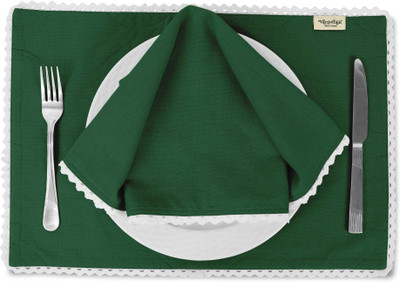 Vargottam Rectangular Pack of 6 Table Placemat(Green, Cotton)