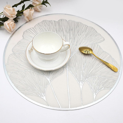 Castle Decor Round Pack of 4 Table Placemat(Silver, PVC)