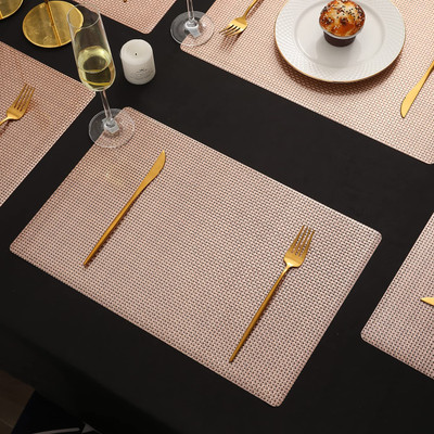 HOKiPO Rectangular Pack of 6 Table Placemat(Brown, Plastic)
